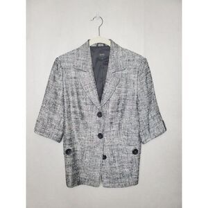Zanella Italian Silk Linen Blend 3/4 Sleeve Blazer Jacket Office Business Chic